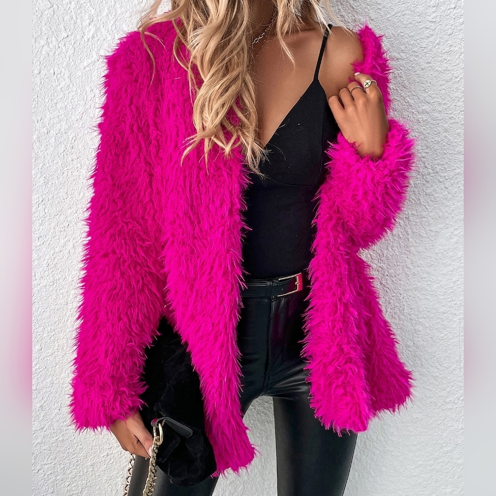 Open Front Fuzzy Coat